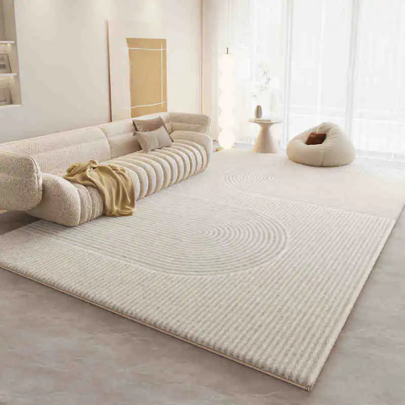 Alfombra de felpa suave, gruesa y antideslizante de color crema para sala de estar, dormitorio, hogar, sofá, mesa de centro. Alfombra antifrío.