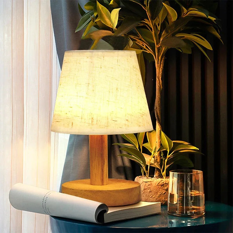 Lámpara de mesa LED, luminaria de iluminación interior para sala de estar, dormitorio, mesita de noche, decoración de escritorio, estilo retro japonés.