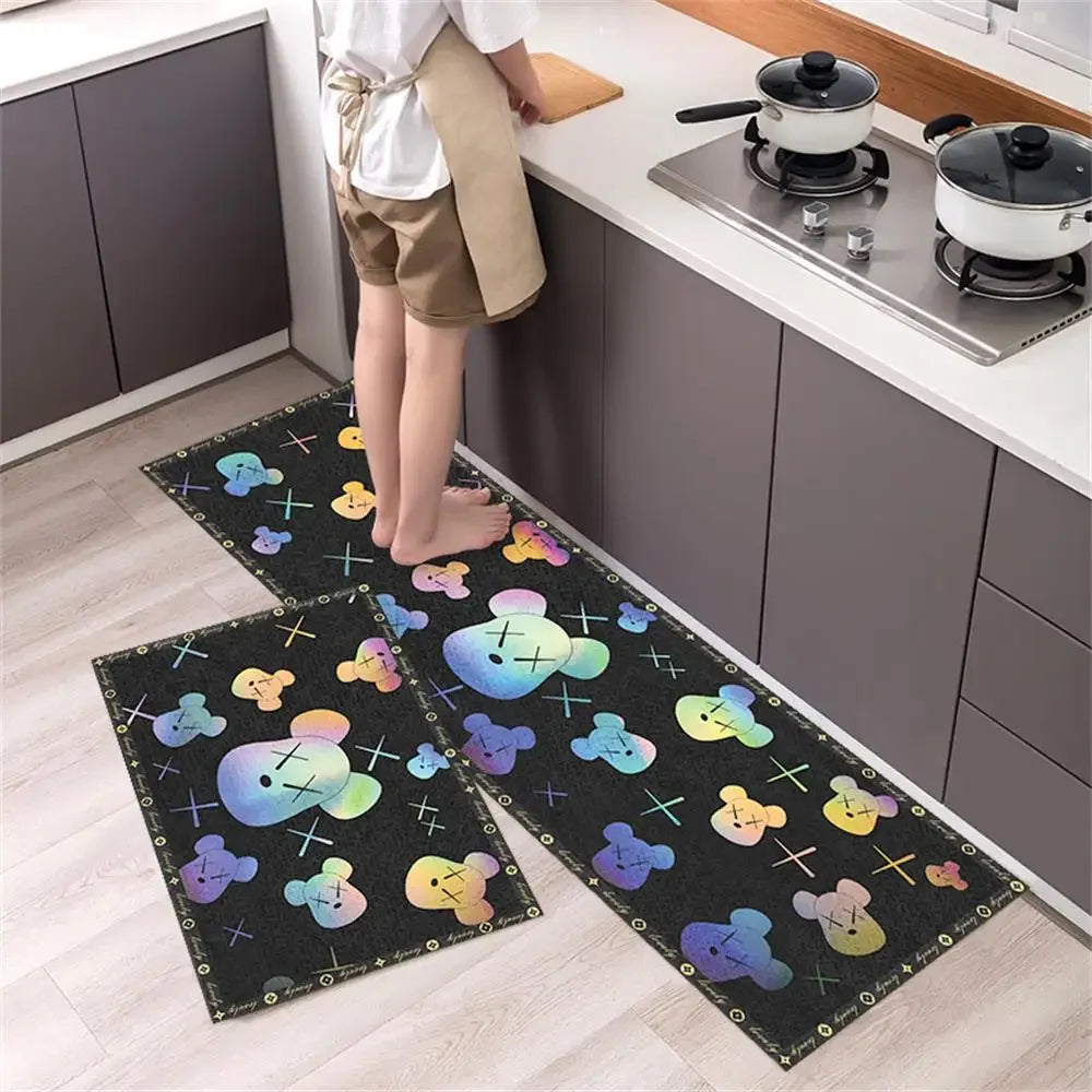 Alfombra para el suelo de la cocina, el dormitorio, la sala de estar, la mesita de noche, el pasillo, la alfombra suave lavable, antideslizante, el felpudo de entrada del baño.