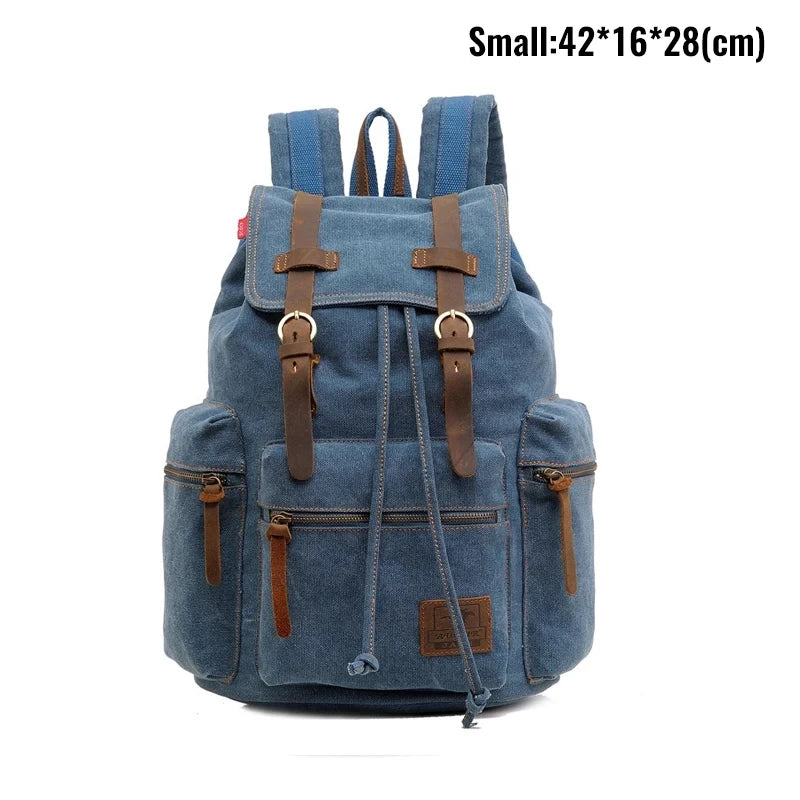 Mochila masculina retro de lona, apta para portátil de 14 pulgadas, mochila vintage de 36-55L resistente al desgaste, color café, envío por goteo