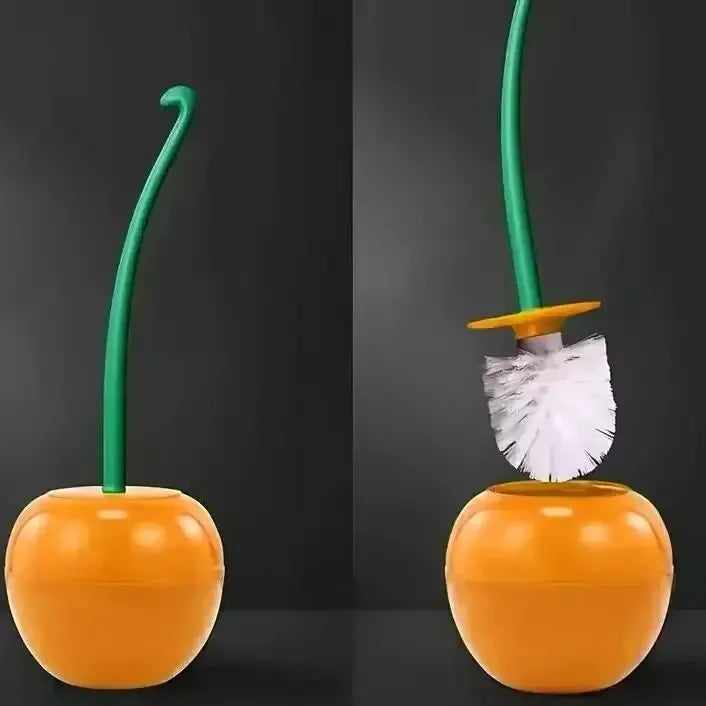 1 pieza de cepillo de inodoro rojo con forma de cereza creativa y encantadora, juego de soporte para cepillo de inodoro y accesorios de baño