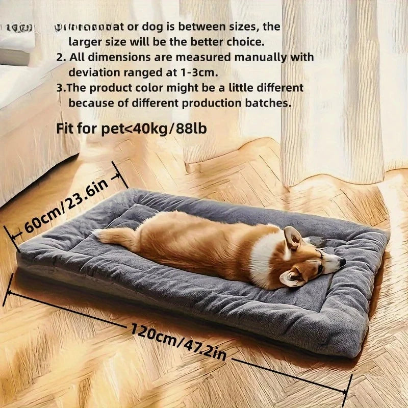 Cama grande de felpa para perros, sofá cama de poliéster supersuave y grueso para mascotas, colchoneta para jaula de perros, cama para perros pequeños, medianos y grandes.
