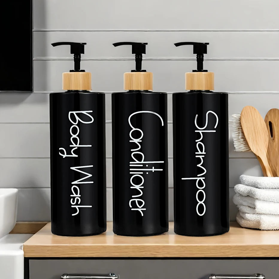 3 dispensadores de jabón para baño, reutilizables, con bomba manual, para gel de ducha y champú.