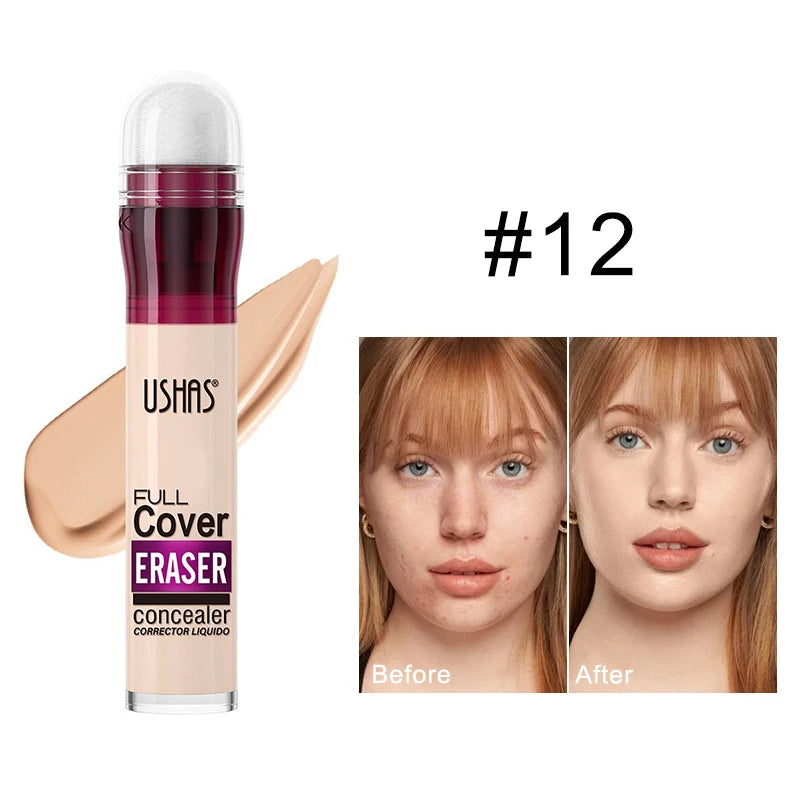 Corrector con cabezal de esponja para ojeras, lágrimas, pecas, acné, pigmentación e imperfecciones, creando una piel de aspecto natural.