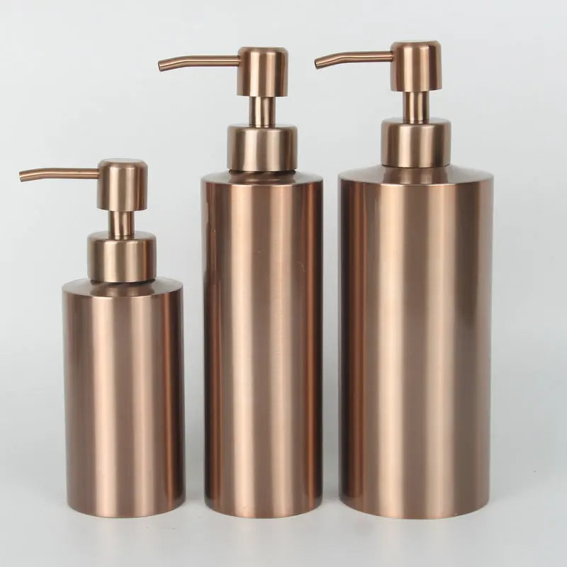 Dispensador de jabón líquido, botella para gel, acero inoxidable 304, plata, oro rosa, bomba para loción, jabón de manos, dispensador para cocina y baño.
