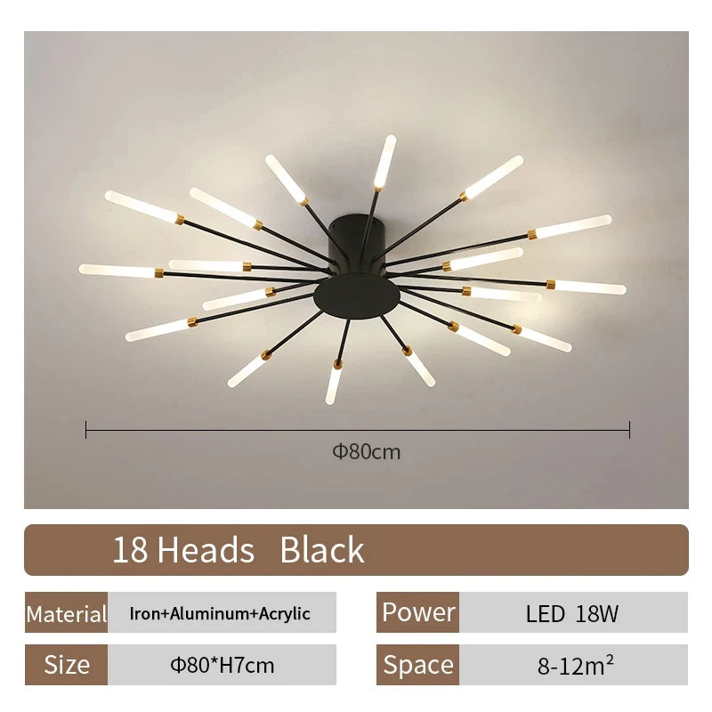 Lámpara de techo LED con forma de flor de diseño nórdico para comedor y sala de estar, iluminación Sputnik para decoración del hogar, cocina, dormitorio infantil, lámpara de araña
