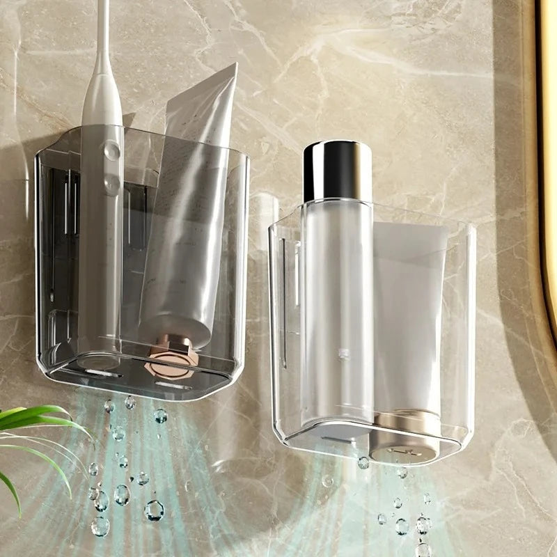 Soporte de pared para cepillos de dientes, vaso para cepillos de dientes, caja de almacenamiento pequeña autoadhesiva para el hogar, el baño y la cocina.