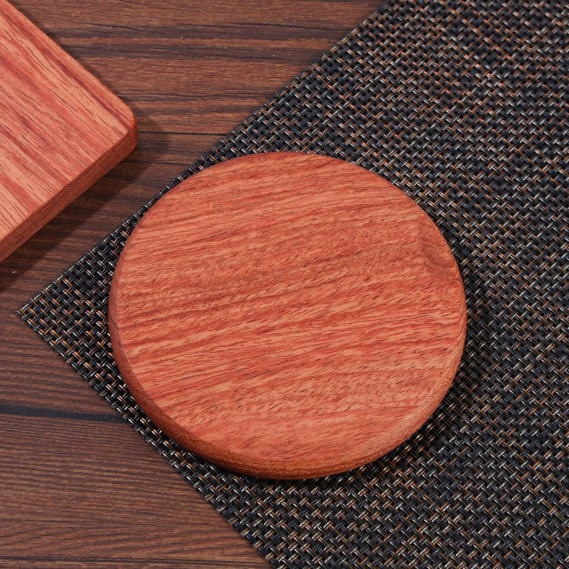 Posavasos de madera de nogal de 8,8 cm para vasos y tazas, salvamanteles redondos y cuadrados de madera, resistentes, para té y café.