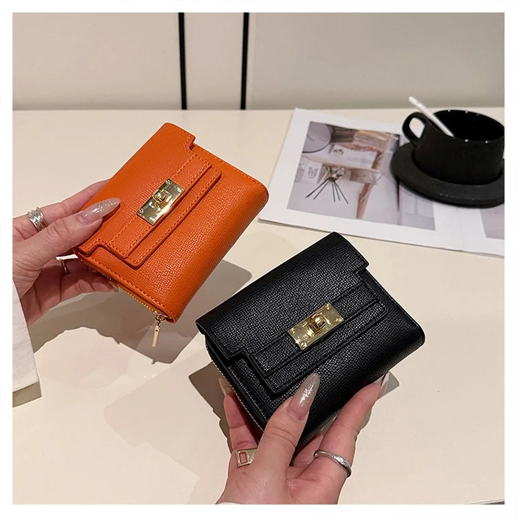 Cartera retro para mujer, gran capacidad, múltiples ranuras para tarjetas, comercio exterior, multifuncional, plegable en tres partes.