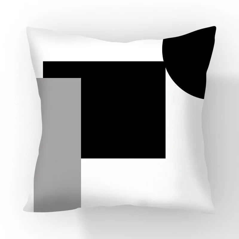 Funda de cojín geométrica en blanco y negro VIKAMA, funda de cojín moderna y minimalista para sofá de salón, funda de almohada para coche, decoración del hogar