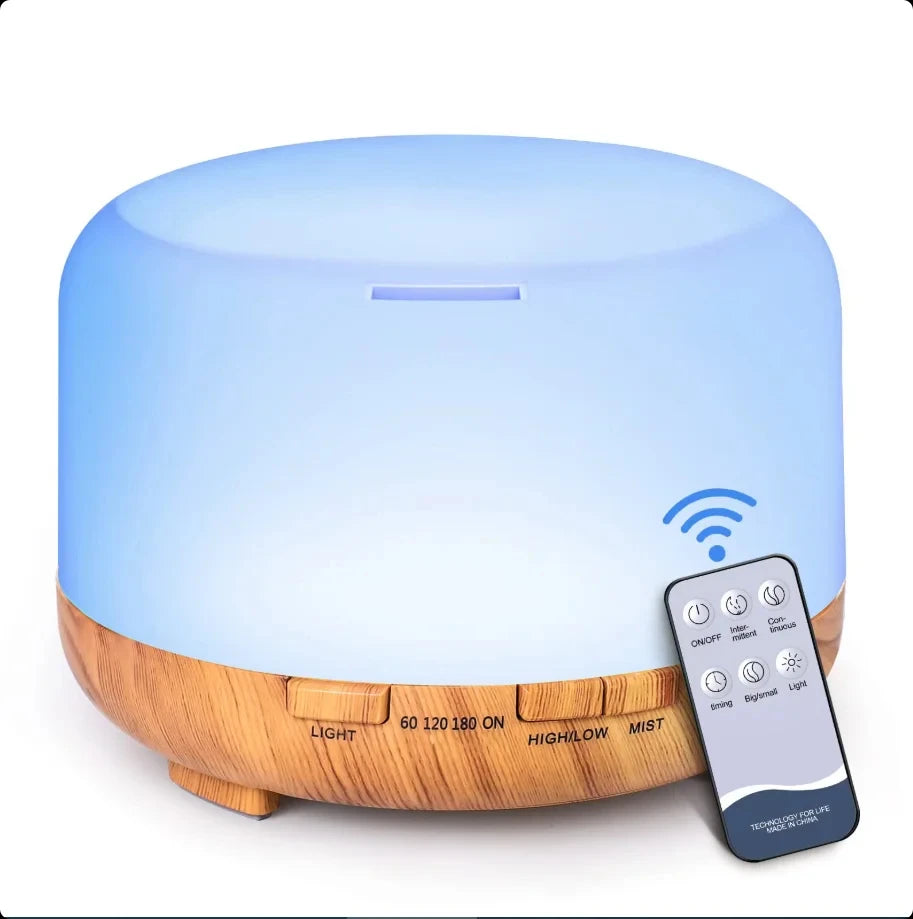 Mini humidificador USB de 500 ml con diseño de madera, difusor de aromas, humidificador de aire con luces nocturnas de colores, difusor de aceites esenciales.