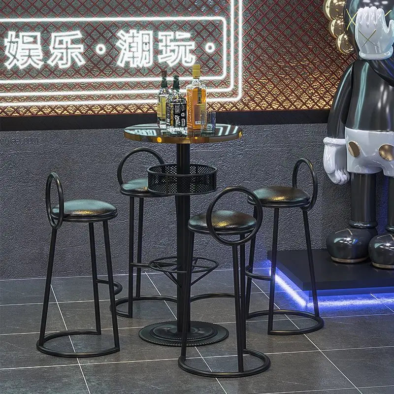 Modern Vintage Bar Stools: Iron Base Stools + Distressed Wood Tables Retro Pub Stools & High-Top Tables – Industrial Bar