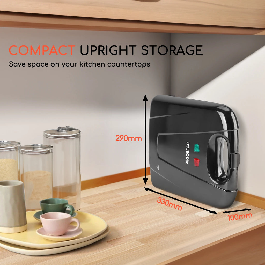 Sandwichera XXL para 4 sándwiches, revestimiento antiadherente, calentamiento rápido, indicador LED, libre de BPA, 1400 W