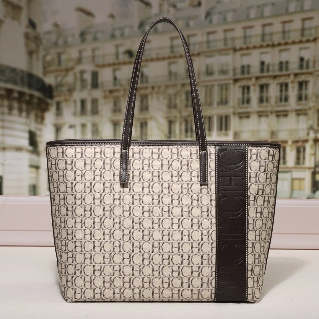 Bolso tote de moda CHHC para mujer, gran capacidad, estilo 2025, bolso de hombro de material PU, ideal para uso diario y compras.