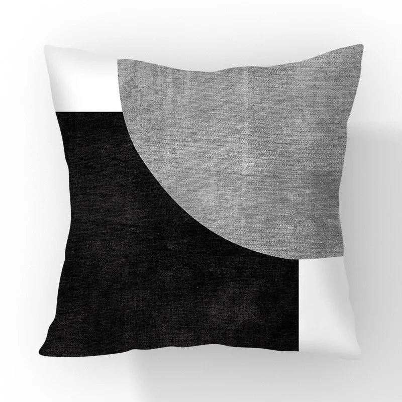 Funda de cojín geométrica en blanco y negro VIKAMA, funda de cojín moderna y minimalista para sofá de salón, funda de almohada para coche, decoración del hogar