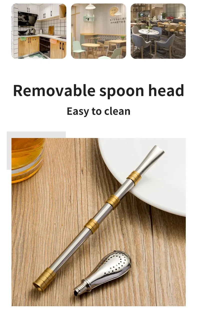 Pajita para beber,  vajilla de acero inoxidable, pajitas reutilizables de metal lavables, filtro de té, vajilla para cócteles y bebidas de bar.