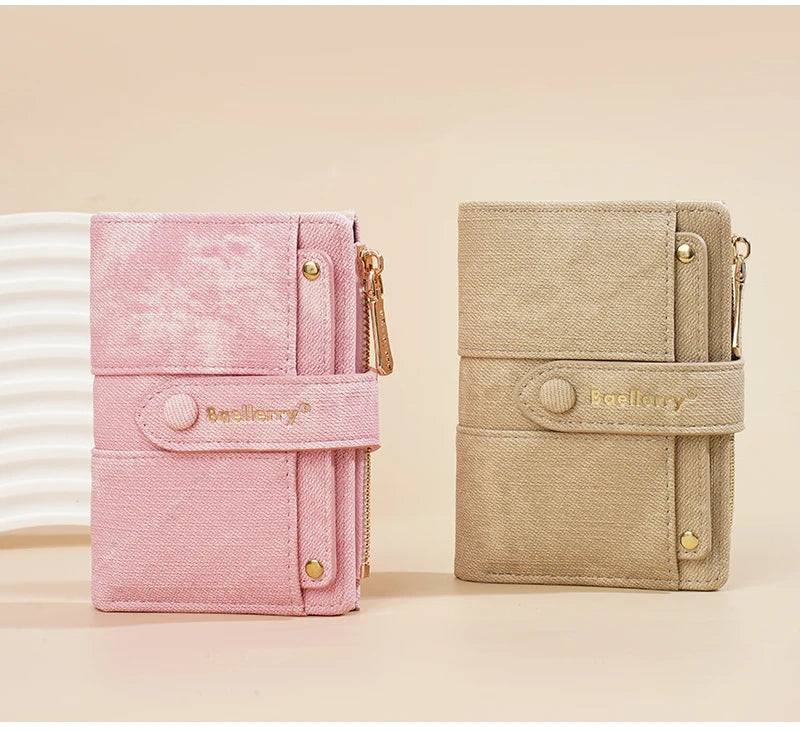 Carteras cortas de mujer Baellerry New Fashion con cremallera, monederos de alta calidad, monedero para mujer con clip para tarjetas desmontable.