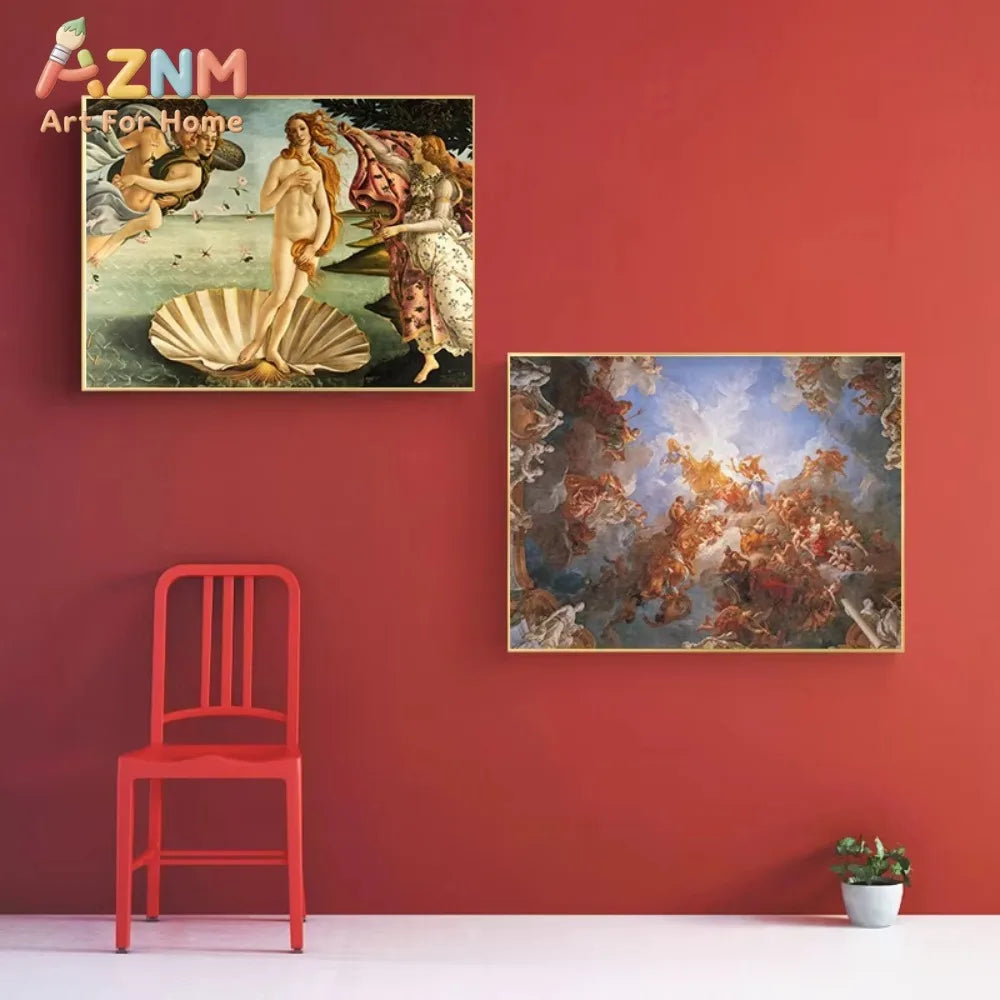 1 unidad, Póster de arte cristiano retro renacentista clásico de mitología griega, obras famosas, lienzo, pintura, decoración de pared para museo e iglesia