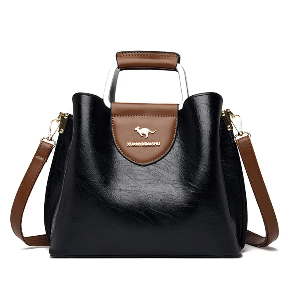 Bolso pequeño de mano de 3 capas de la marca Brand, de piel aceitada, bolsos de lujo para mujer, bolsos de hombro y bandolera de diseñador para mujer.