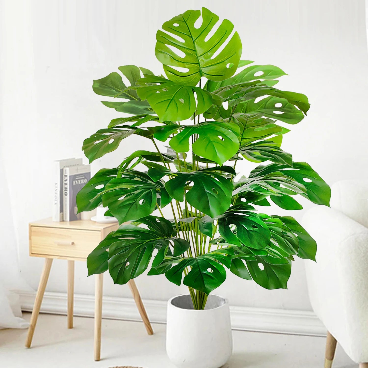 Planta Monstera artificial de 52-104 cm (40,94 pulgadas), palmera falsa de plástico con hojas verdes, ideal para la decoración del hogar, jardín, habitación u oficina.