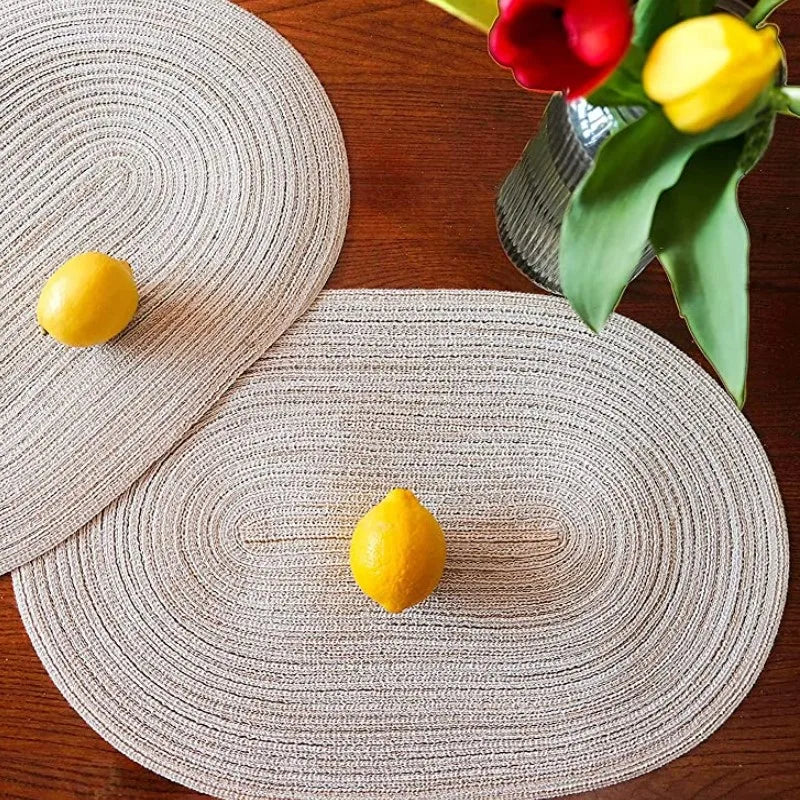 1/4/6/10PCS Salvamanteles ovalados trenzados para mesas de comedor, juego de manteles individuales extragrandes de tejido natural