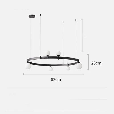 Lámpara minimalista nórdica posmoderna creativa negra para decoración de sala de estar, dormitorio, cafetería, lámpara redonda, comedor, candelabro