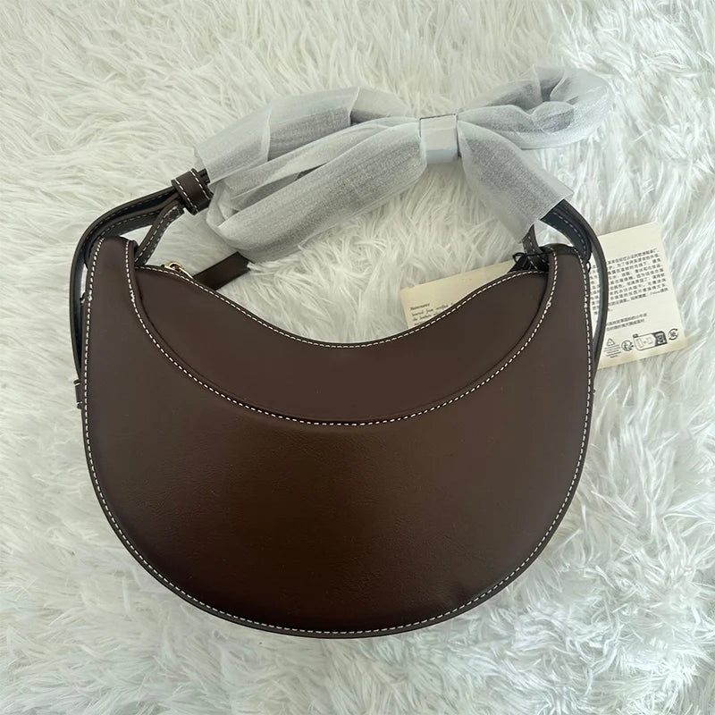 Bolso de hombro de moda para mujer 2026, bolso en forma de media luna, bolso bandolera con cremallera de diseño exclusivo.