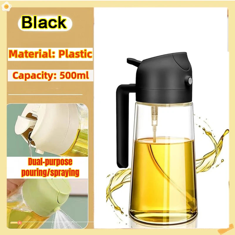 Botella pulverizadora de aceite de 200/300/500 ml para barbacoa, cocina, aceite de oliva, pulverizador de aceite de plástico para hornear, botella vacía, botella de vinagre o pincel de aceite