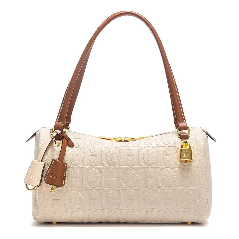 Bolso Boston de mujer C-H, nueva colección otoño/invierno, diseño de letras, bolsos de hombro con textura