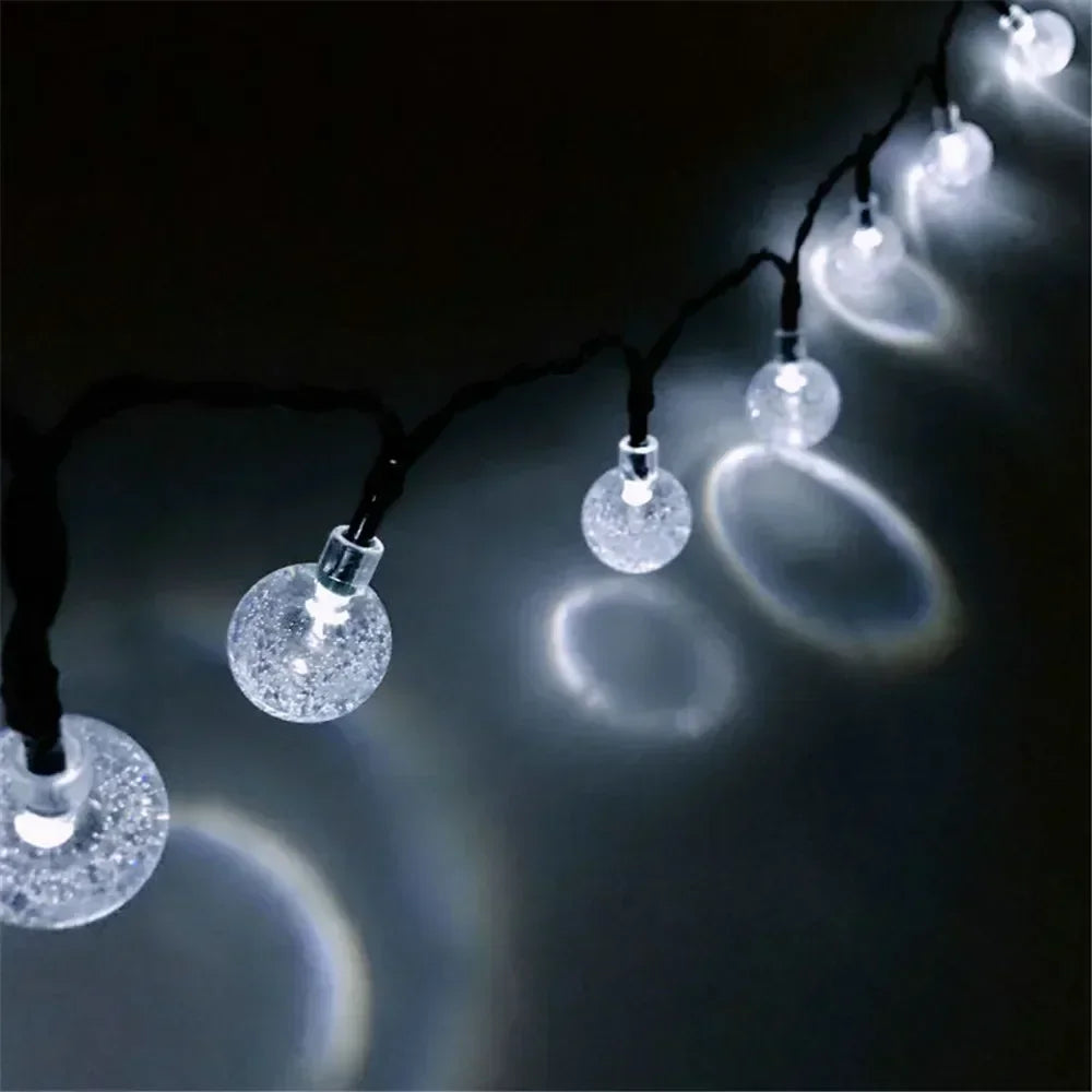 Guirnalda de luces LED solares para exteriores con globos de cristal y 8 modos de iluminación para jardín, patio, fiestas y decoración de árboles. Ramadán Kareem.