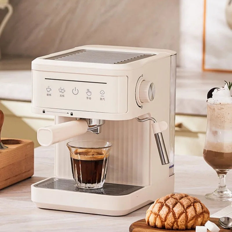 Cafetera semiautomática italiana para espresso, ideal para el hogar y la oficina. Cafetera con espumador de leche.