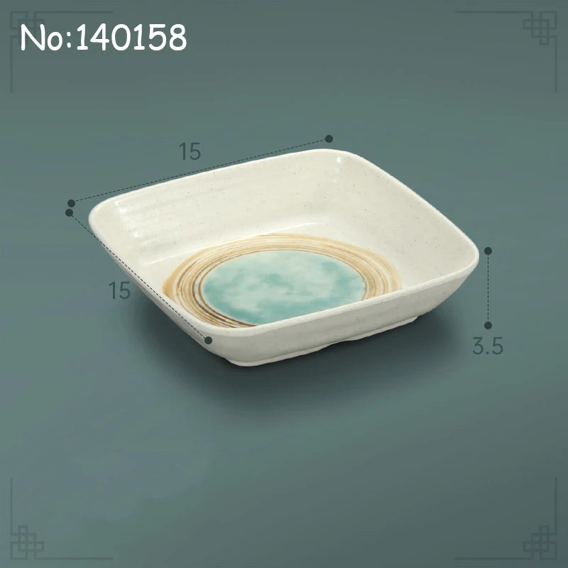 Juego de platos planos de melamina, bandeja comercial para comida rápida, plato plano para sushi y filete de restaurante, estilo palacio, vajilla irrompible
