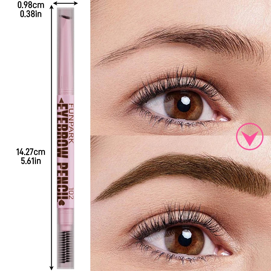 Lápiz de cejas 2 en 1, maquillaje profesional para mujer, 5 colores, resistente al agua, pincel para tatuaje de cejas, larga duración.