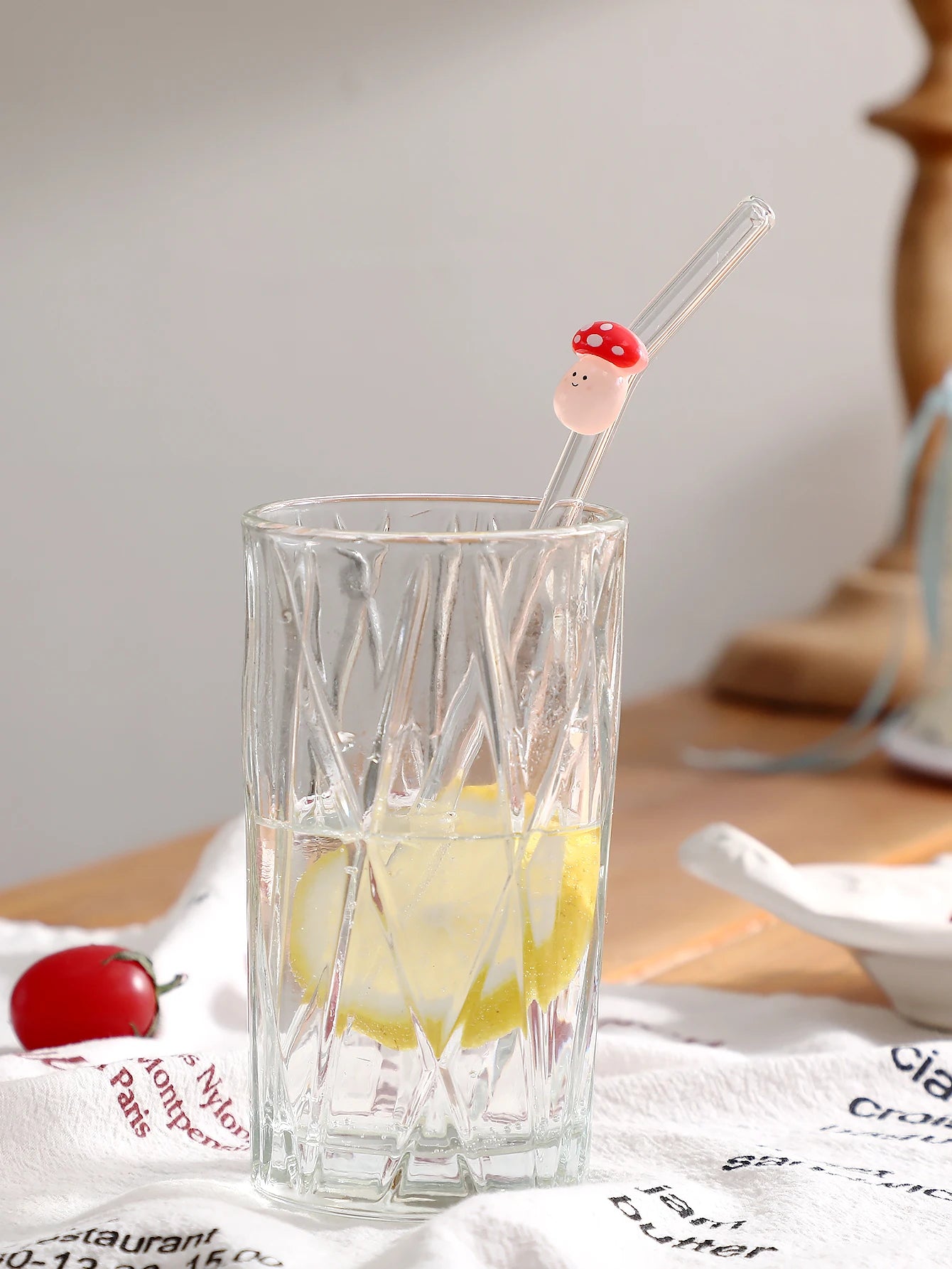 1/5 Pajitas de cristal con diseños de animales: seta, conejo y pato. Ideales para té de burbujas, café y cócteles. Un regalo perfecto para fiestas y ocasiones especiales.