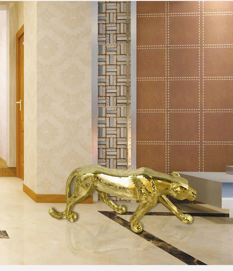 Adornos largos de leopardo para decoración de sala de estar, figuras escultóricas, hogar moderno, mueble de TV, estatua de escritorio de oficina, 82 cm personalizados