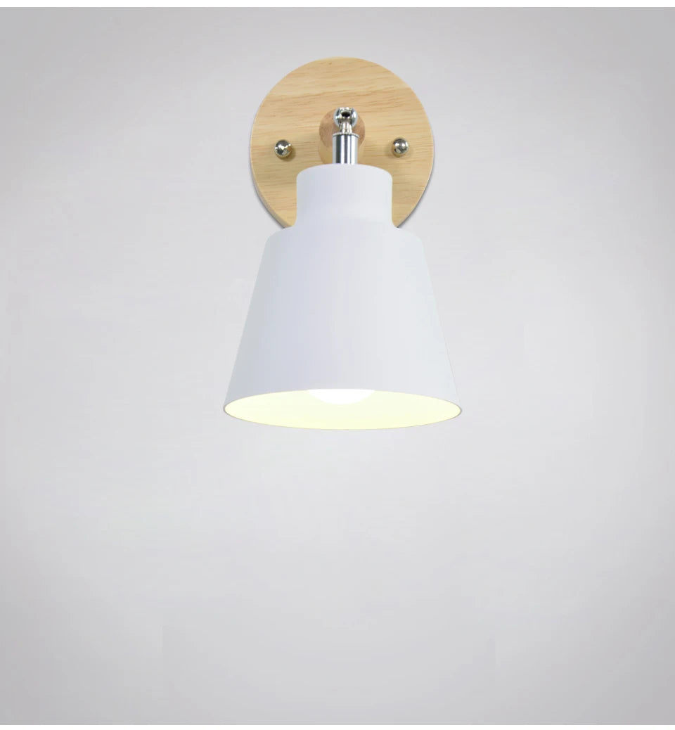 Aplique de pared nórdico para interiores, bricolaje, E27, madera, 6 colores, enchufe EU/UL, 350°, lámparas de pared para sala de estar, dormitorio, pasillo, apliques.