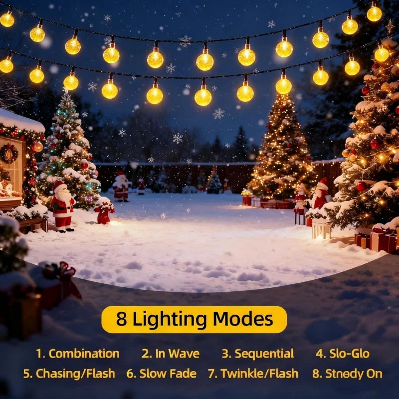 Guirnalda de luces solares tipo globo con 4 opciones de color, luces de hadas impermeables para exteriores con 8 modos para bodas, patios, fiestas y decoración del hogar.