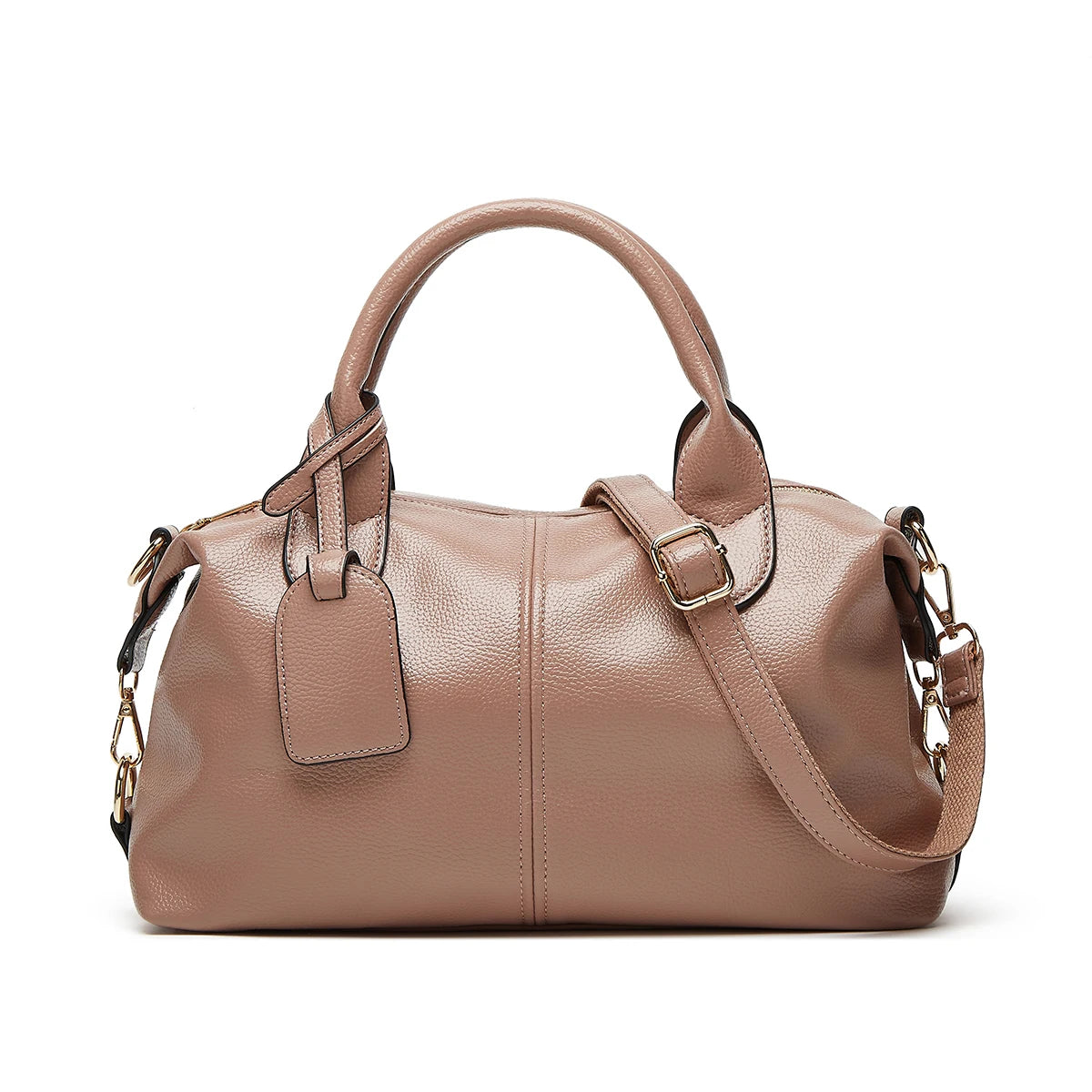 Bolso de mano elegante y moderno , de piel encerada al aceite, práctico bolso cruzado Boston de piel sintética de color liso, correa de hombro desmontable, diseño de doble asa, ajustable