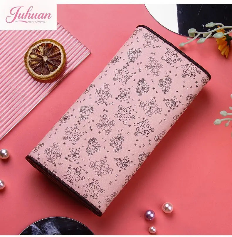Cartera japonesa lolita para mujer, estilo casual, larga, de gran capacidad, con lazo, plegable, con tres compartimentos, linda y dulce, para tarjetas.