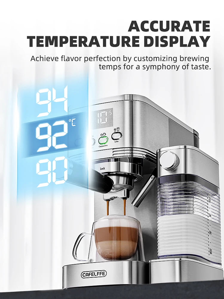 Cafetera Cafelffe Cafetería automática Cappuccino Latte Espresso Máquina totalmente automática Espumador de leche Acero inoxidable 3 en 1