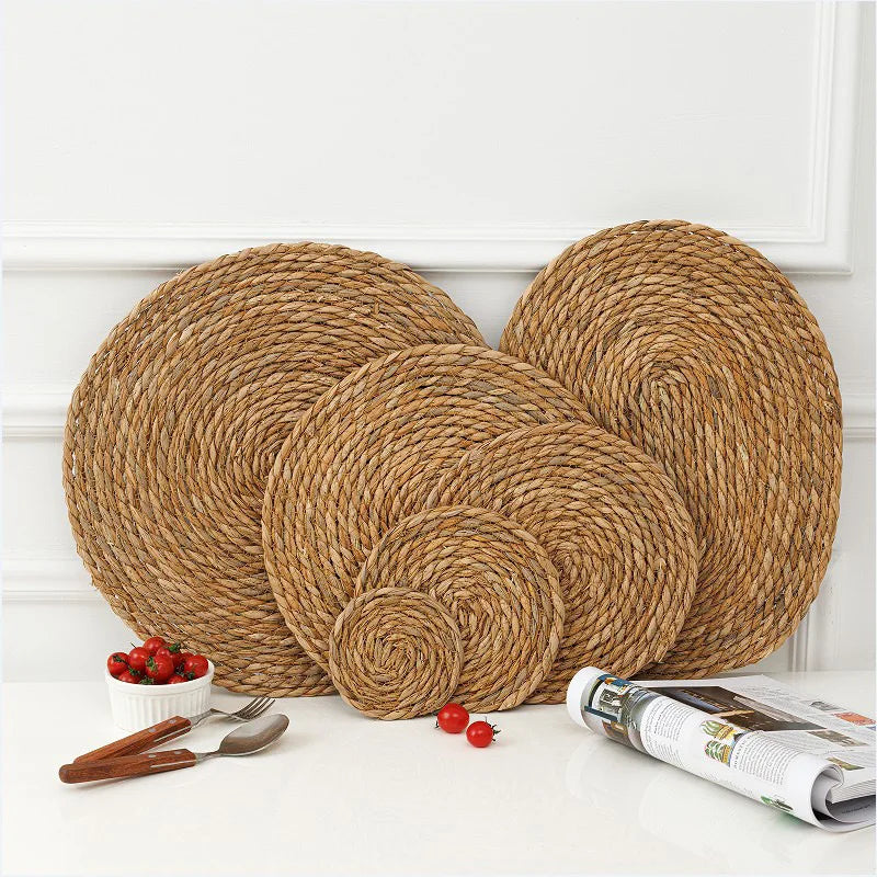 Salvamanteles de ratán tejidos a mano, manteles individuales redondos aislantes del calor, manteles individuales tejidos naturales para comedor, decoración del hogar y bodas al por mayor