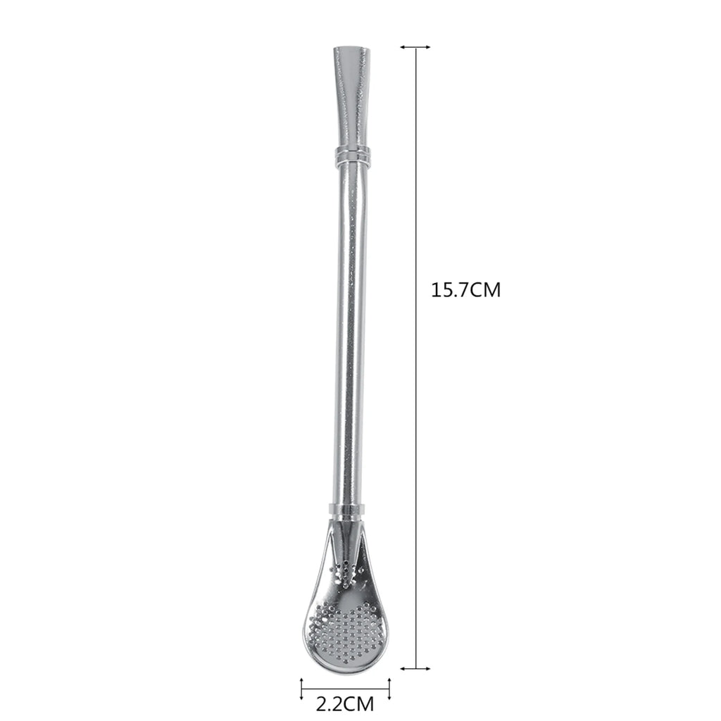 Bombilla de acero inoxidable confiable para yerba mate, pajita para beber y cuchara filtrante.