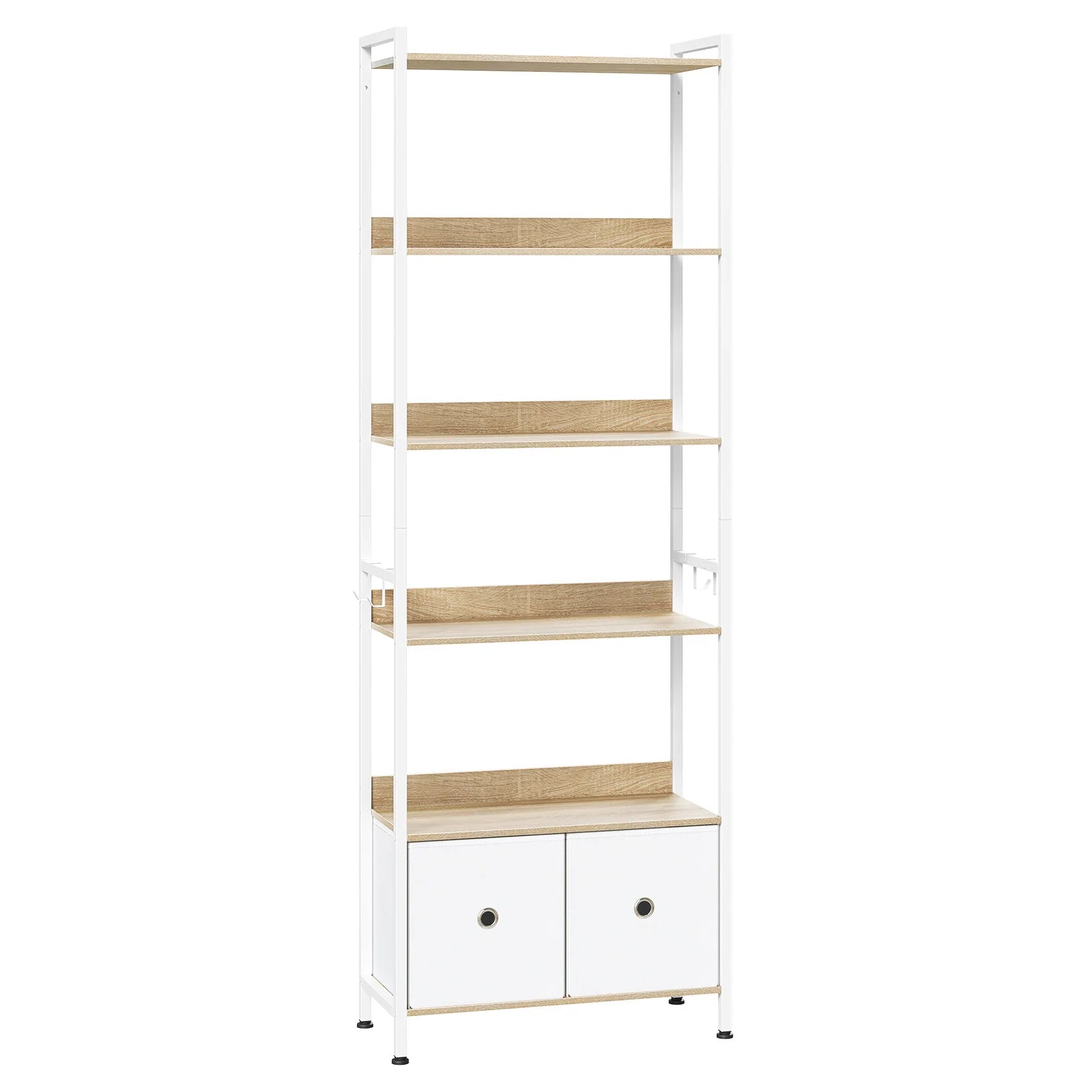 Librería de pie con 5 estantes, estructura metálica, organizador de almacenamiento para sala de estar, cocina o estudio.