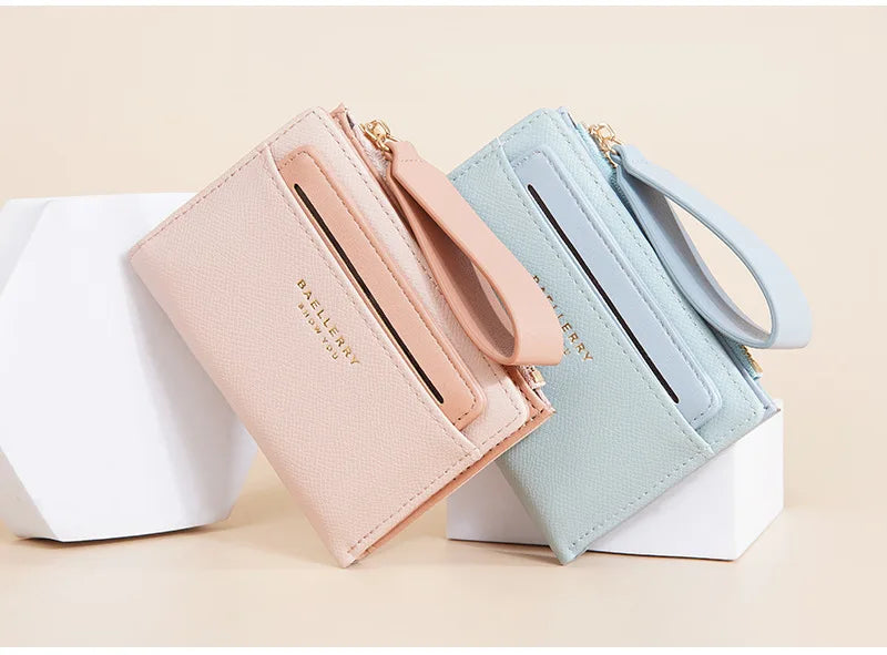 Nueva cartera para mujer con cremallera corta, elegante y de alta gama, con múltiples ranuras para tarjetas, tarjetero japonés y coreano para mujer.