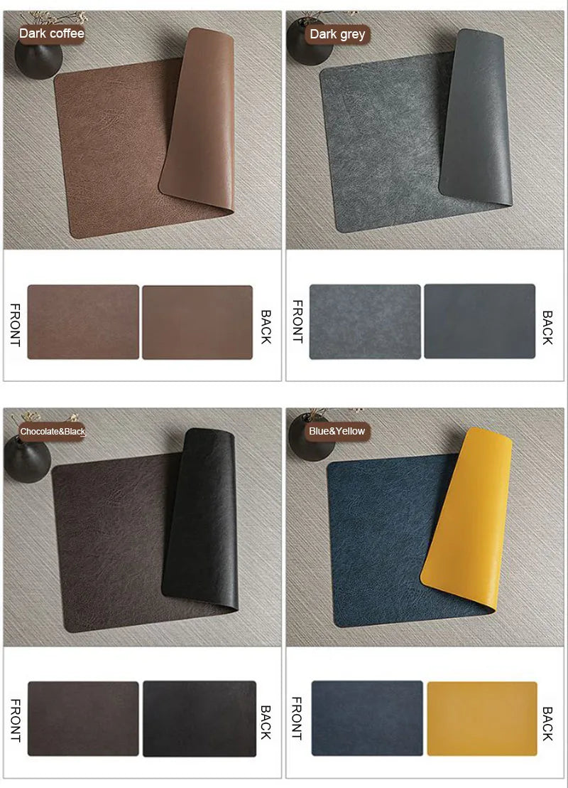 Manteles individuales de cuero de doble cara para cocina, manteles individuales resistentes al calor para mesa de comedor, posavasos, escurridor de platos