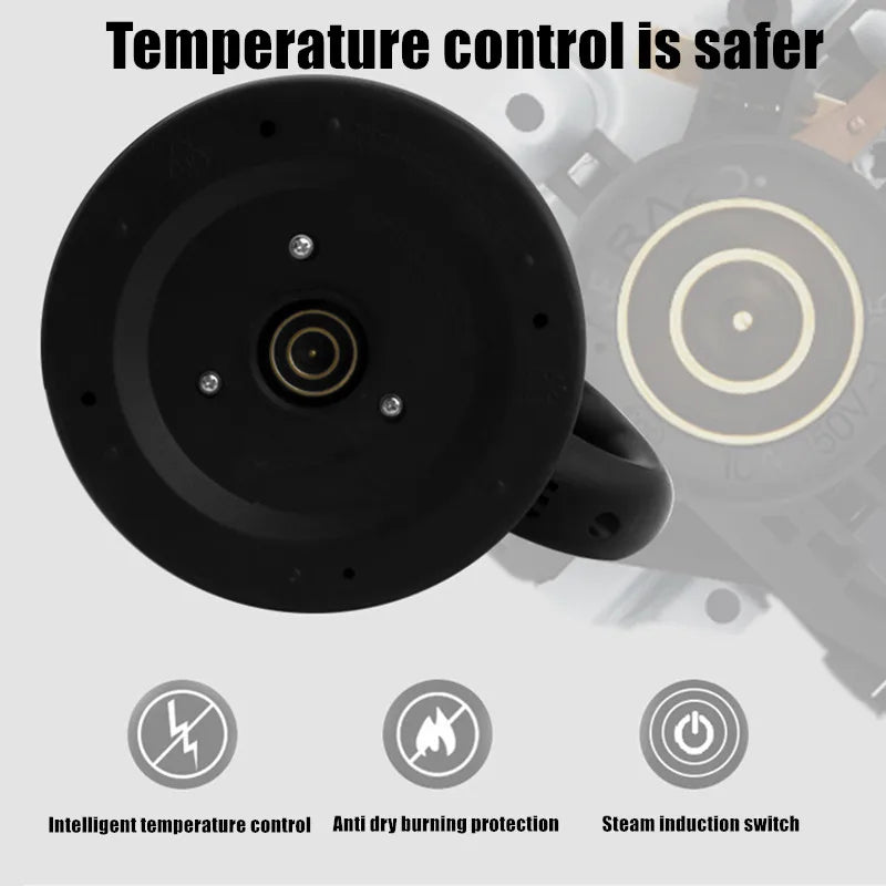Hervidor eléctrico de acero inoxidable JFBONIN de 1,8 L, 220 V, color plata y negro, con base separable, resistente a la corrosión y duradero para el hogar y los viajes.