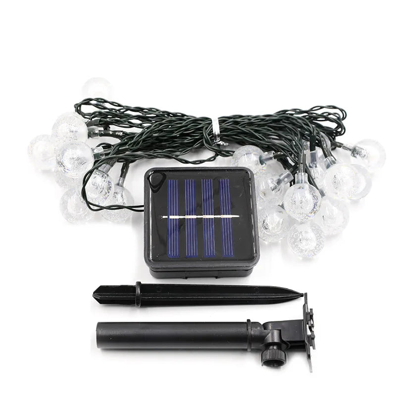 Nuevas luces solares de burbujas para exteriores, guirnalda de luces para camping al aire libre, guirnalda de luces decorativas con forma de gota de agua y luces LED de cristal.