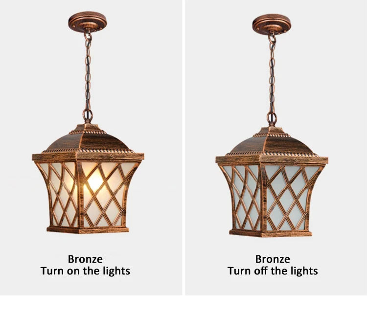 Lámpara colgante impermeable LED Retro europea, candelabro de pueblo para exteriores, luces para pasillos y balcón, luminaria colgante