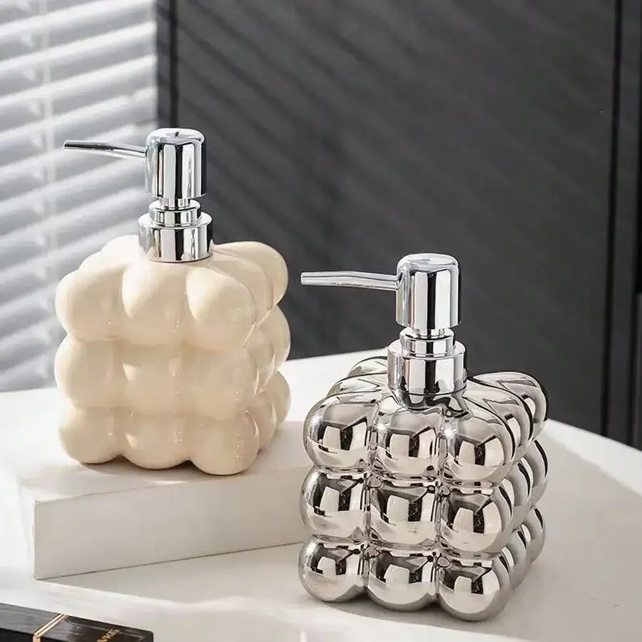 Dispensador de jabón líquido de 300 ml con dosificador de presión, botella separada, accesorios de baño, dispensador de champú y gel de ducha de cerámica para el hogar.