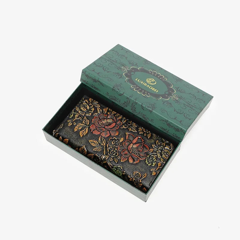 Cartera larga de lujo de diseño vintage, estilo bohemio, versátil, tarjetero, cartera multifuncional para mujer, estuche portátil para tarjetas.